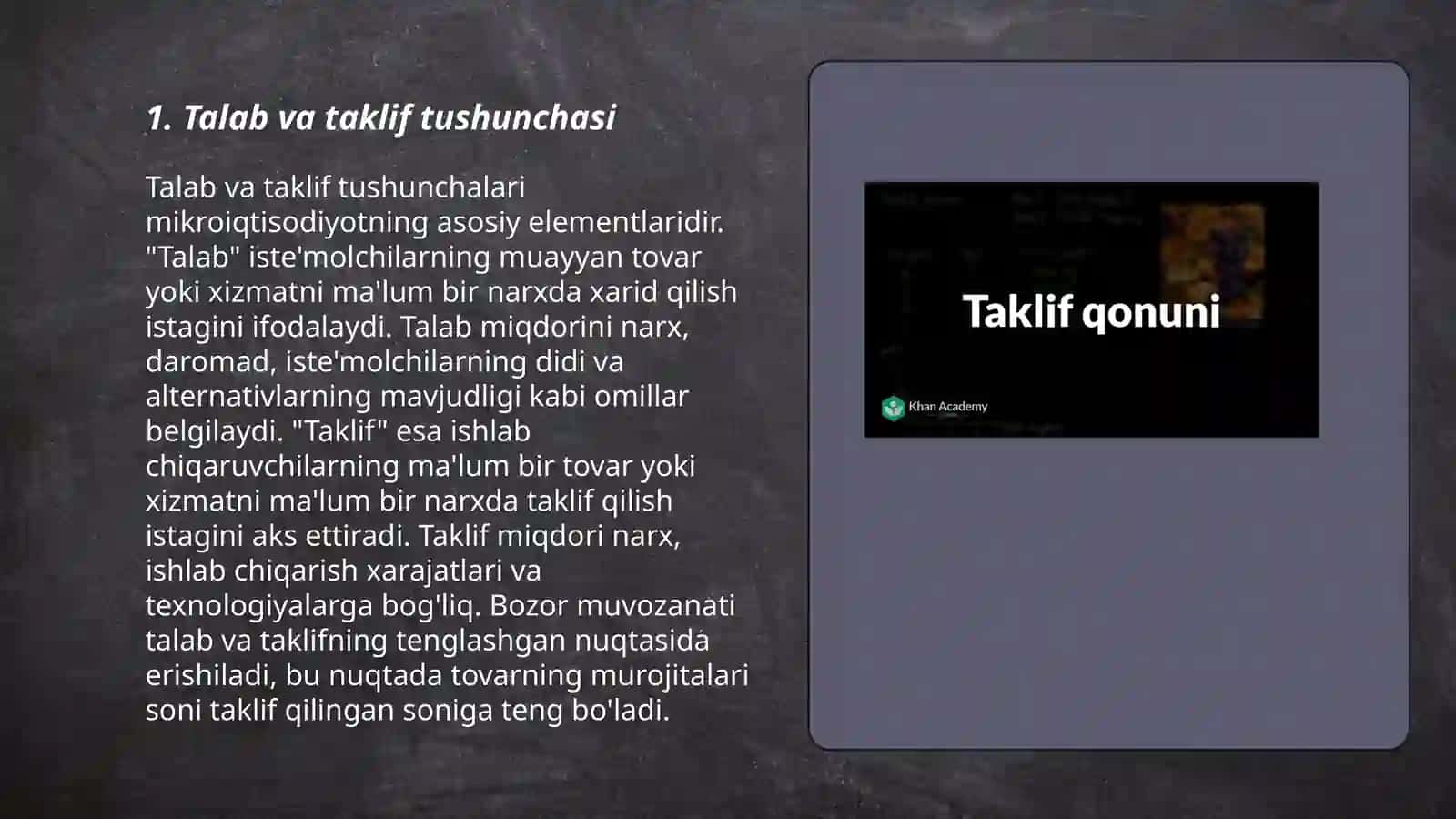 Talab va taklif tahlili bozor muvozanati 3