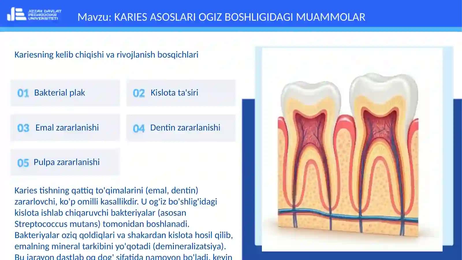 KARIES ASOSLARI OGIZ BOSHLIGIDAGI MUAMMOLAR 3
