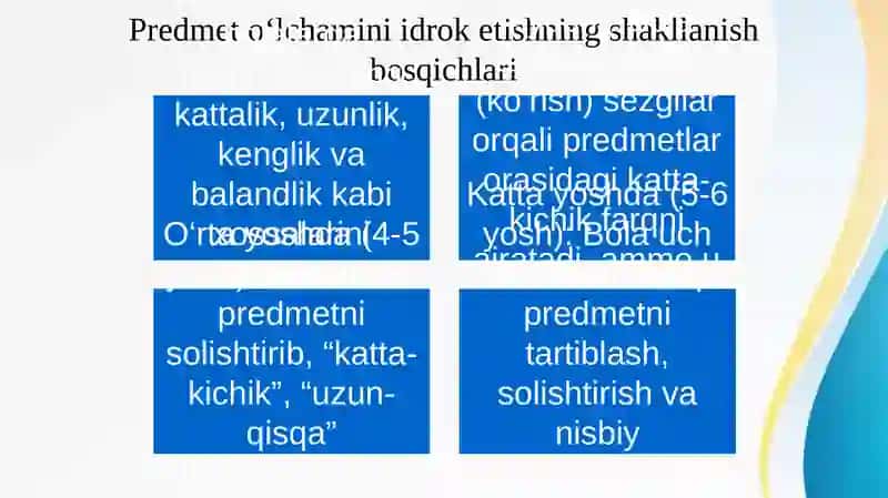 Predmet o‘lchamini idrok etishningo’zig‘axosxususiyatlari 3