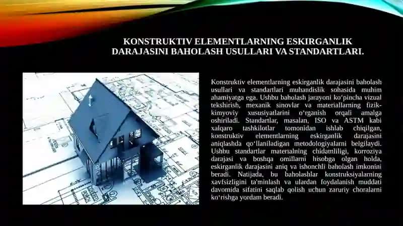 Konstruktiv elementlarning eskirganlik darajasini baholash usullari va standartlari 3