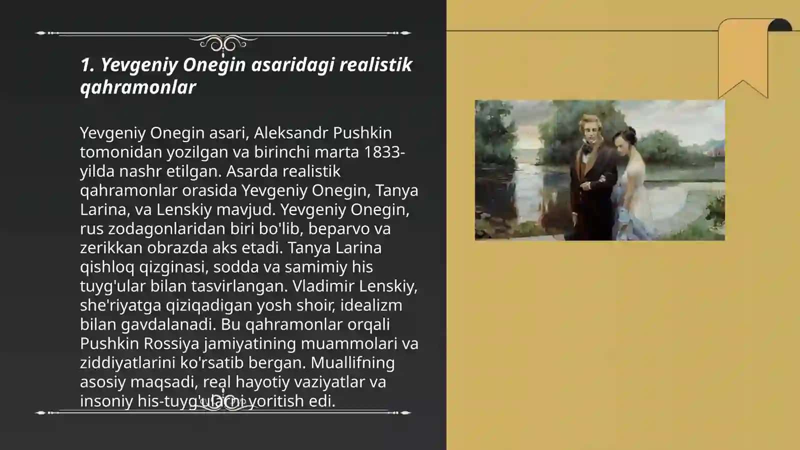 Pushkinning "Yevgeniy Onegin'' sheʼriy romani realistik asar sifatida 3