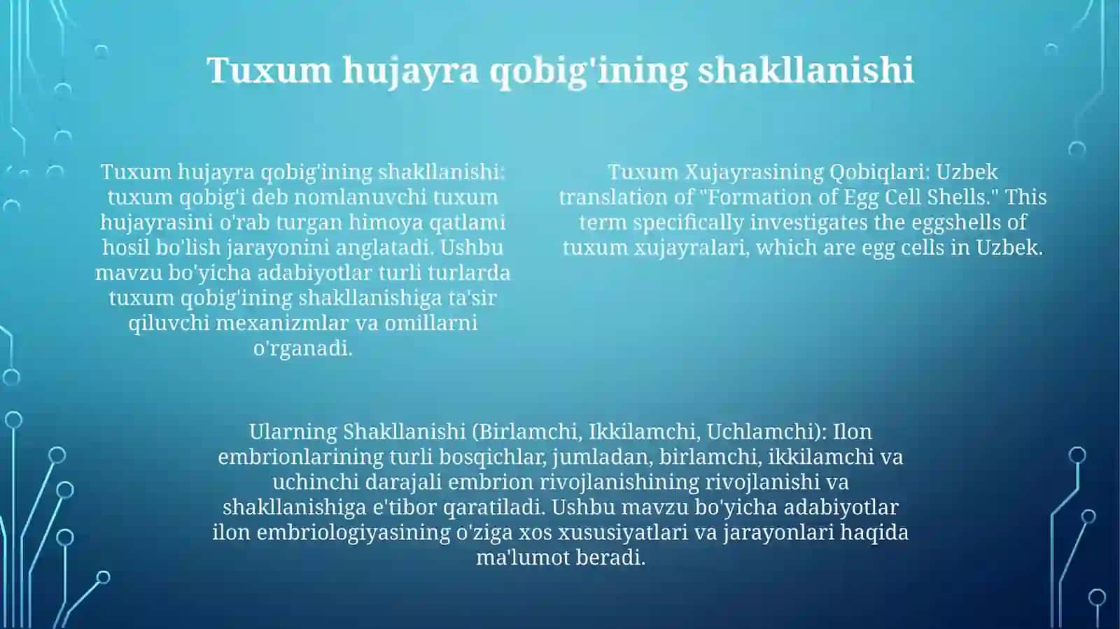 Tuxum Xujayrasining Qobiqlari, Ularning Shakllanishi (Birlamchi, Ikkilamchi, Uchlamchi) Mavzusiga Oid Adabiyotlarni Oqish Va MaruzaTayyorlash 3