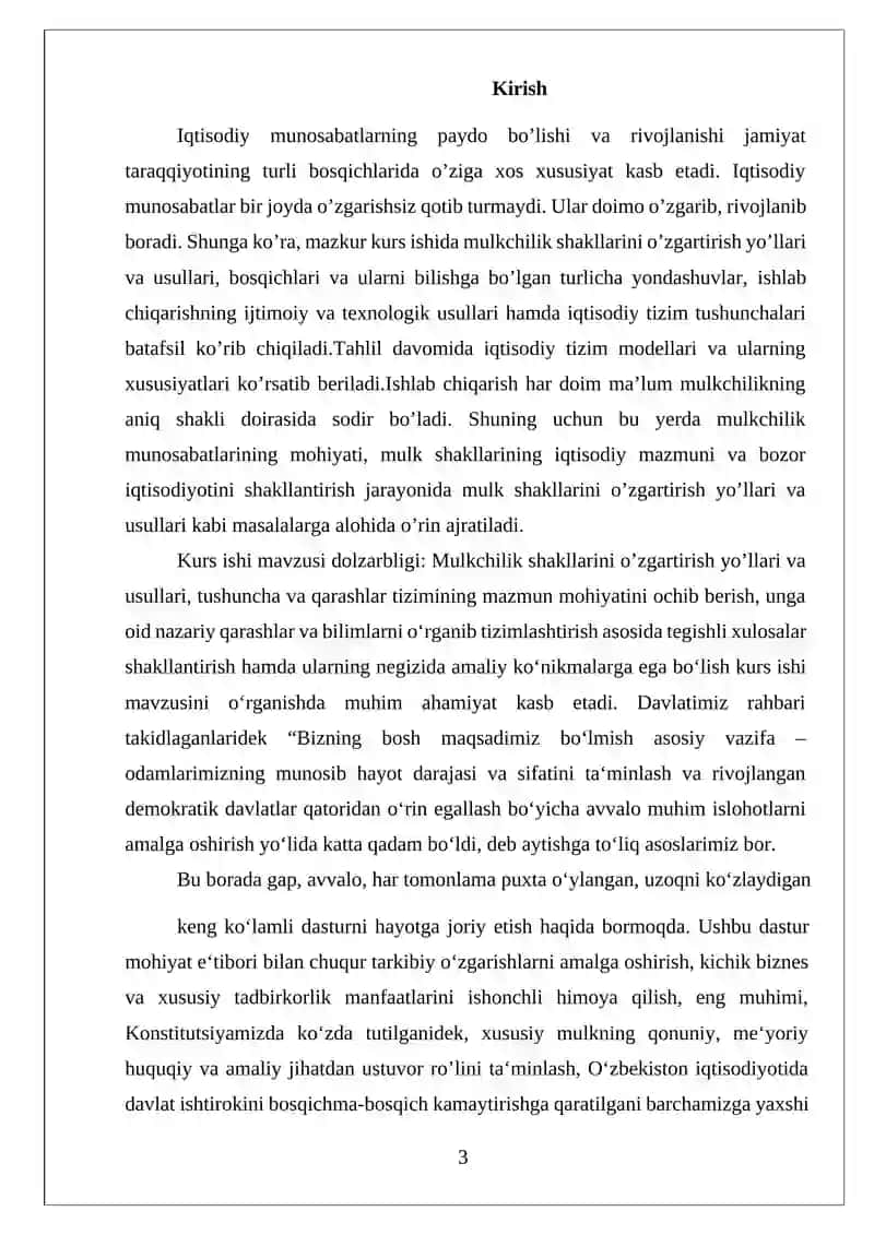 Mulkchilik shakllarini o’zgartirish yo’llari va usullari 3