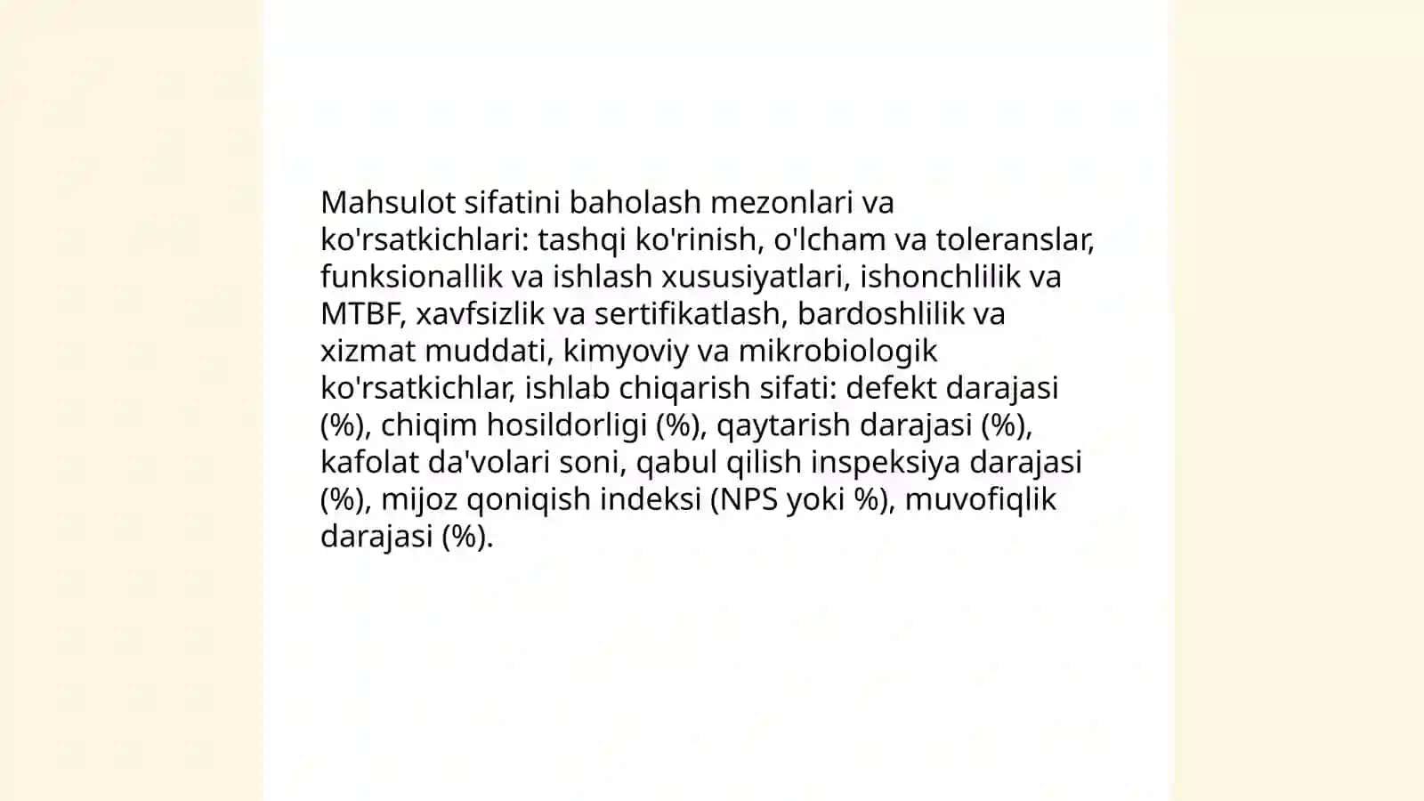 Mahsulot sifatining tahlili 3