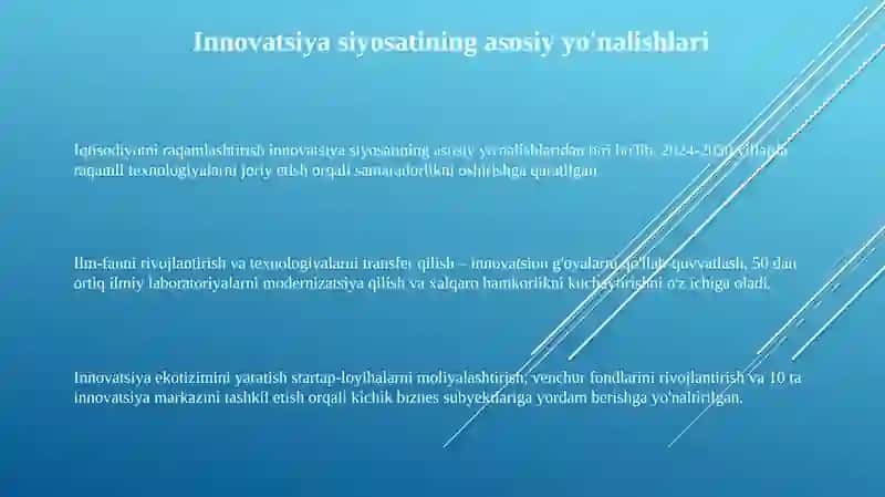 Innovasion faoliyatni tartibga solish sohasida davlat siyosati va dastaklari 3