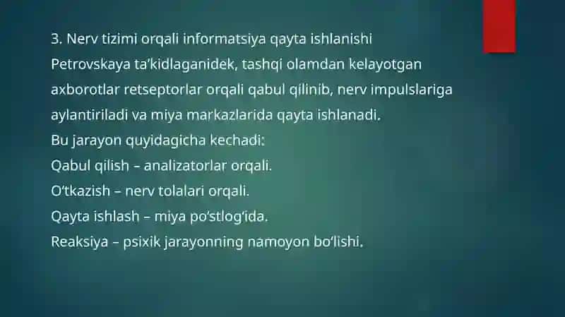 Psixik jarayonlar va miyaning o‘zaro aloqadorligi 3