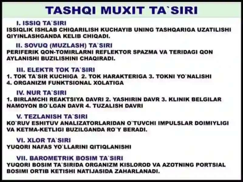 ТАШҚИ МУҲИТ ОМИЛЛАРИНИ ОРГАНИЗМГА ТАЪСИРИ 3