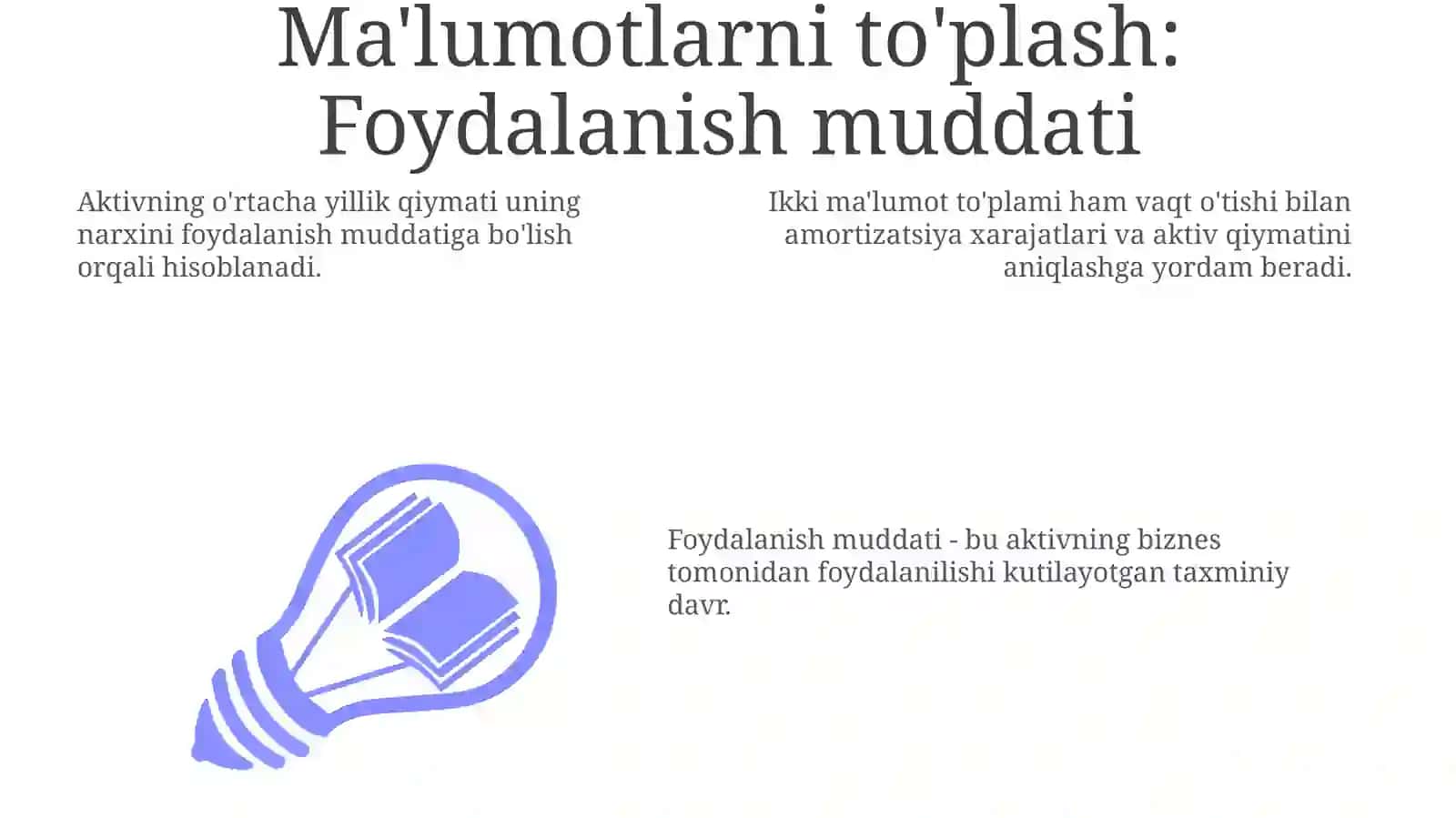 Asosiy fondlarning o'rtacha yillik qiymatini hisoblash 3