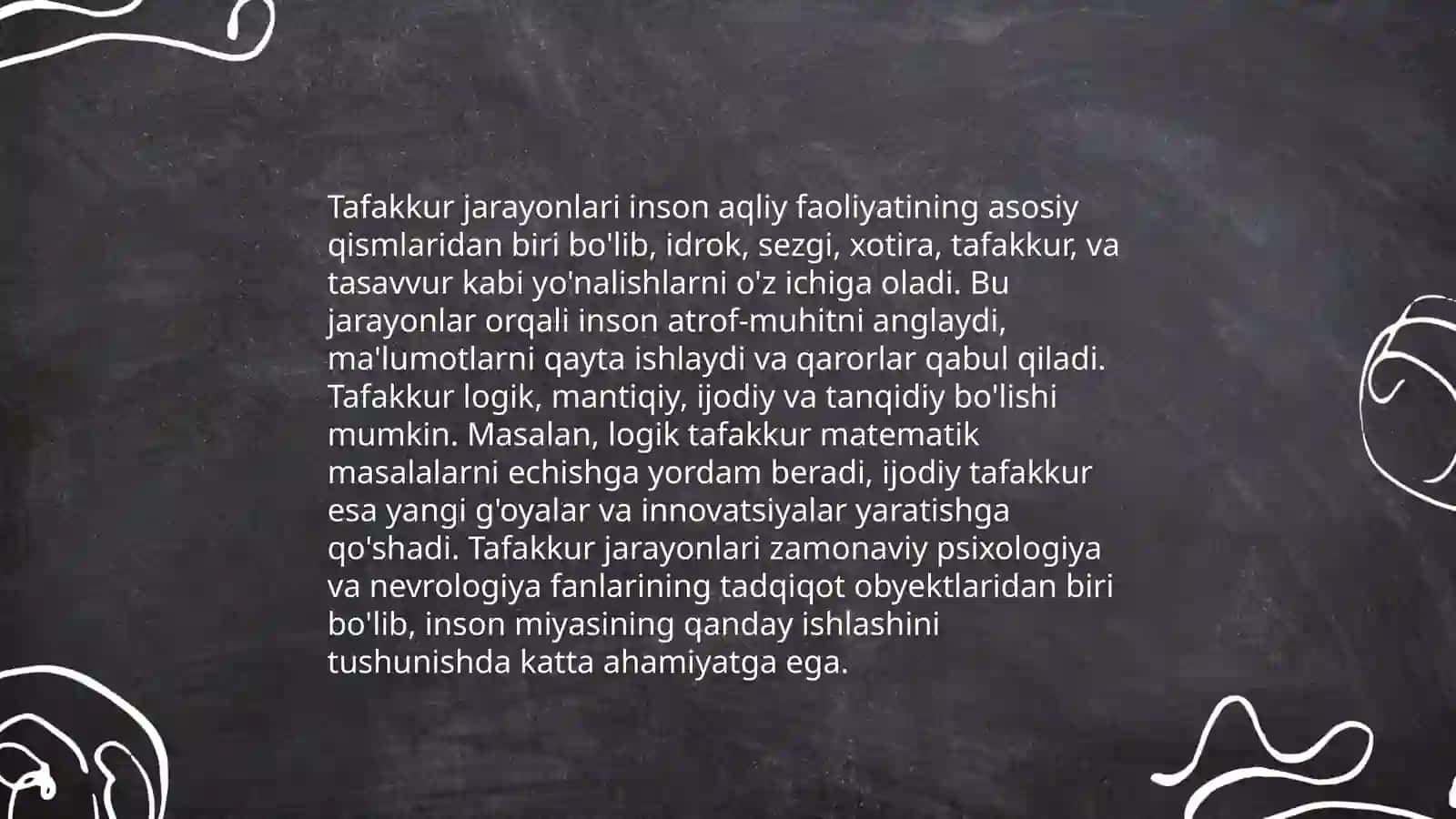 Tafakkur operatsiyalari ularning tasniflari.Taffakkur jarayonining talaba intelektual taraqqiyotidagi oʻrni 3