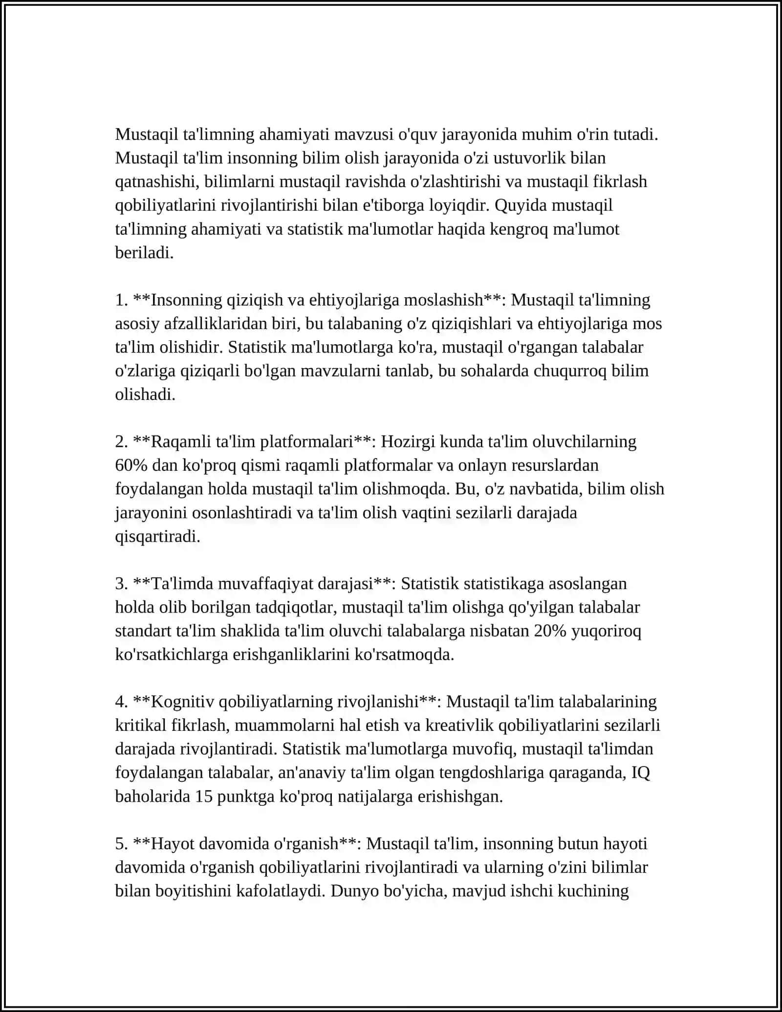 UNIVERSITETDA TALABALARNING MUSTAQIL ISHLASH KO'NIKMALARINI SHAKLLANTIRISH 3