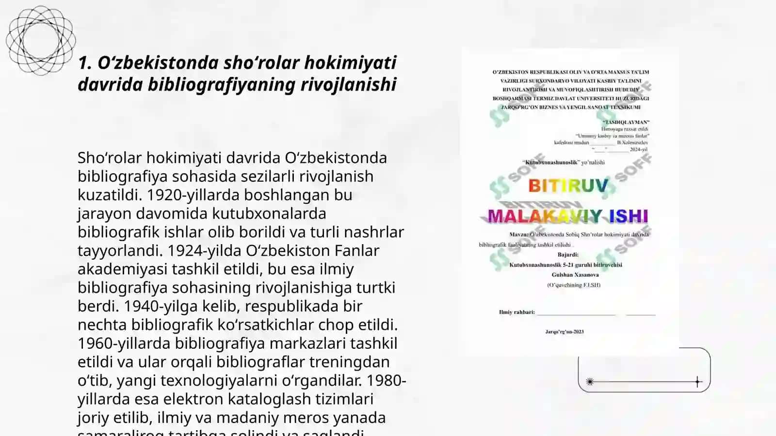 Shoʻrolar hokimiyati davrida bibliografik faoliyat 3