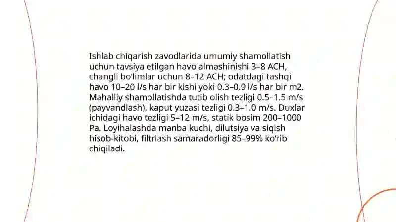 Ishlab chaqarish zavodlarini shamollatish, isitish va changli havoni so'rib olish 3
