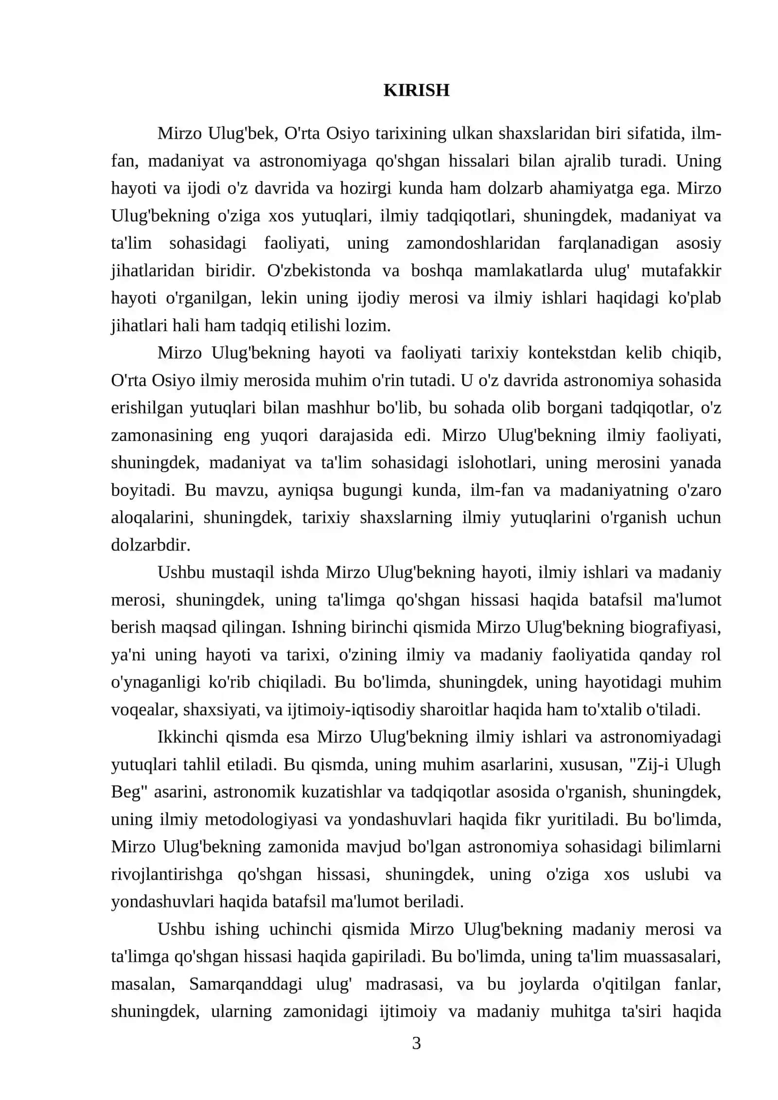Mirzo ulugʻbekning hayoti va ijodi qilgan ishlari va albatta yillari 4 ta rejasi bilan 3