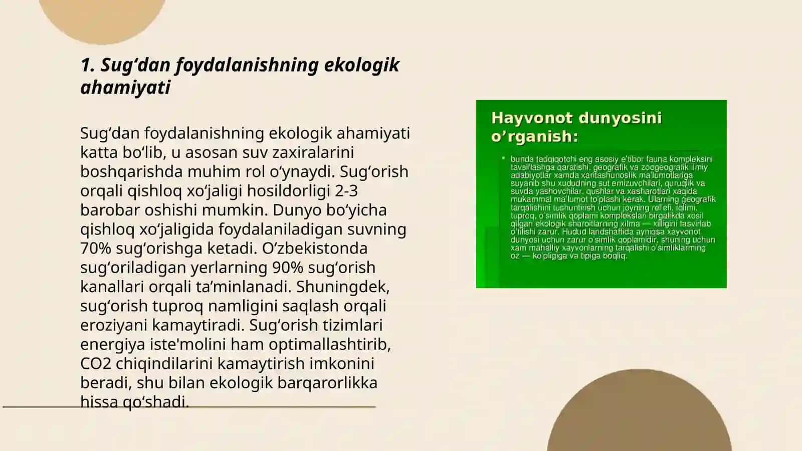Sugʻdan foydalanishni ekologik baholash 3