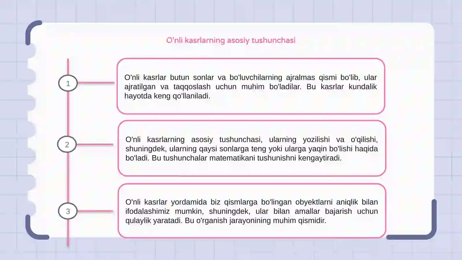 O'nli kasrlar 3
