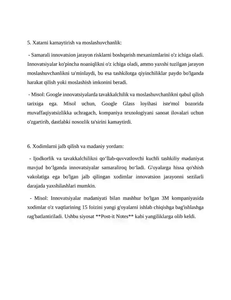 Samarali innovatsion jarayonning samaradorligi 3