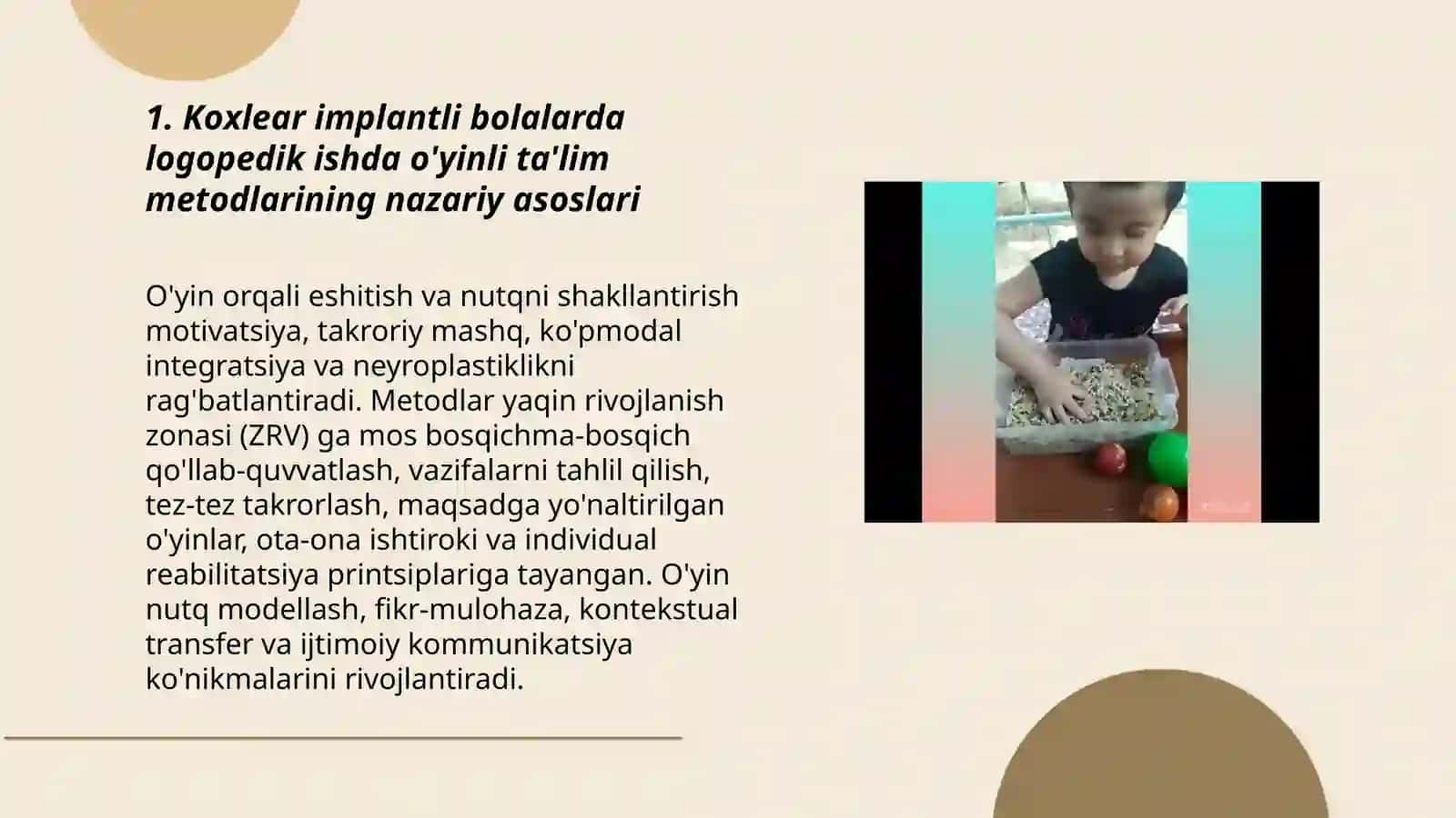 Koxlear implantli bolalar bilan olib boriladigan logopedik ishda o’yin texnologiyalaridan foydalanish 3