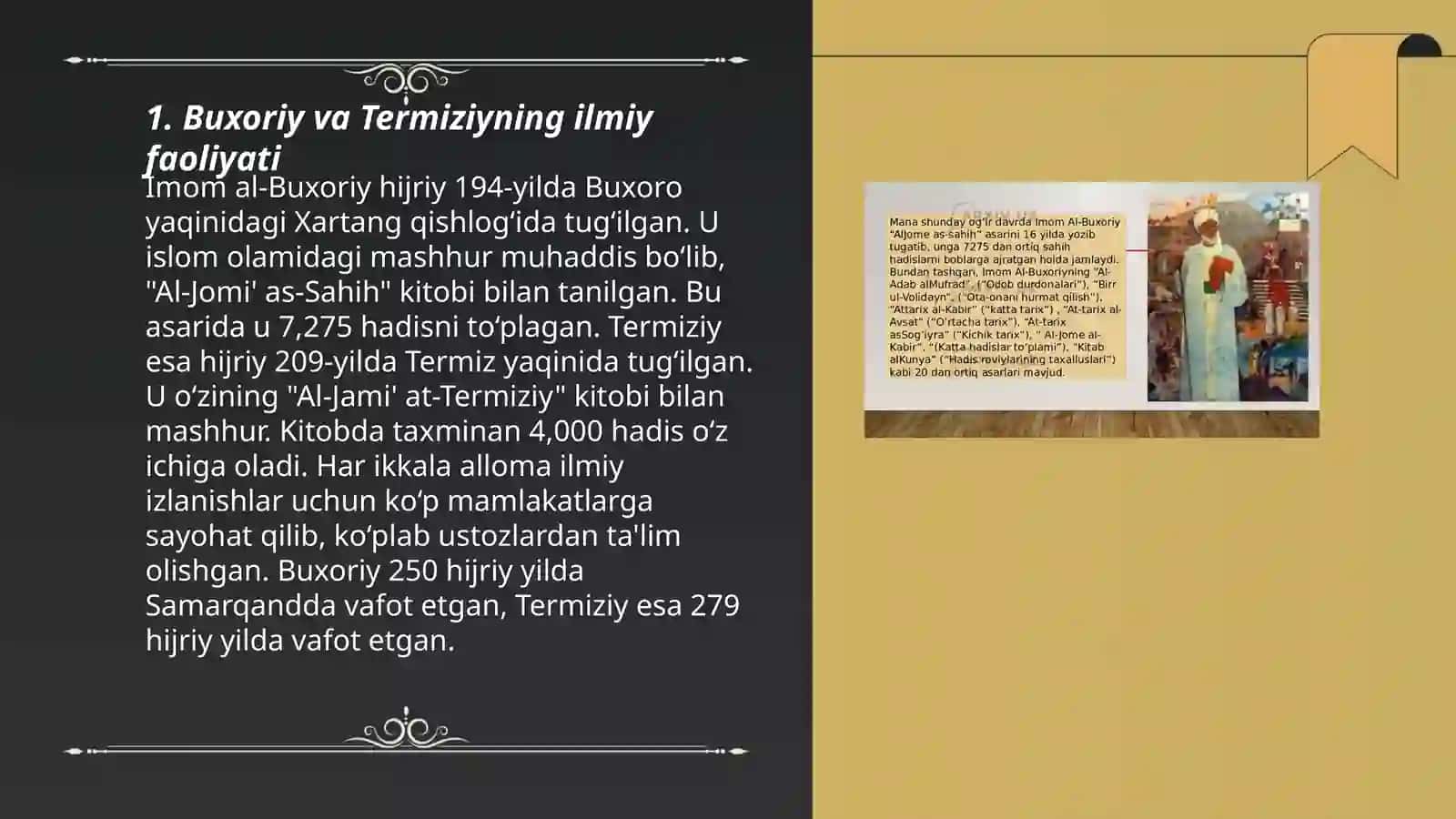 Imom Buxoriy va Imom Termiziyning hadis ilmiga qo'shgan hissalarining qiyosiy tahlili 3