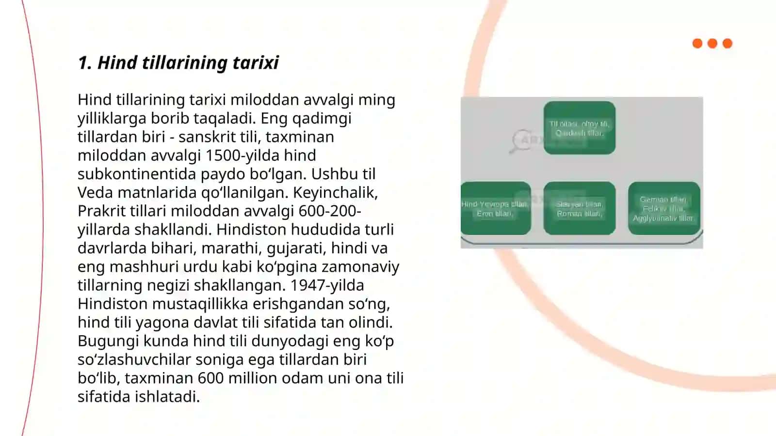 Til oilalari. Hind, Yevropa roman tillari 3