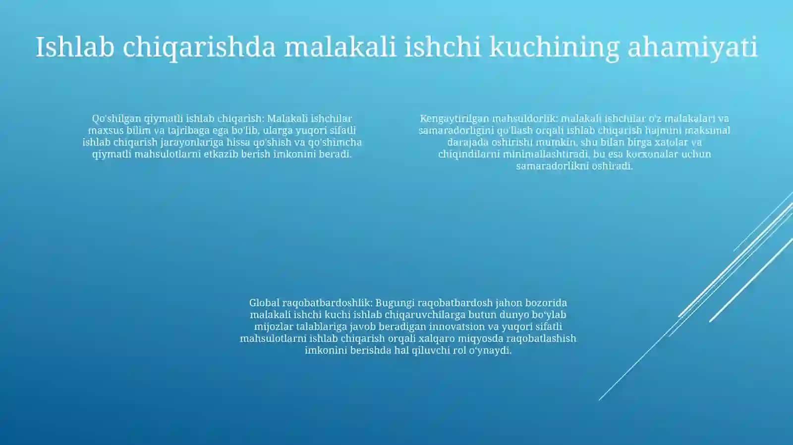 Malakali mehnat: iqtisodiy o'sishning asosi 3