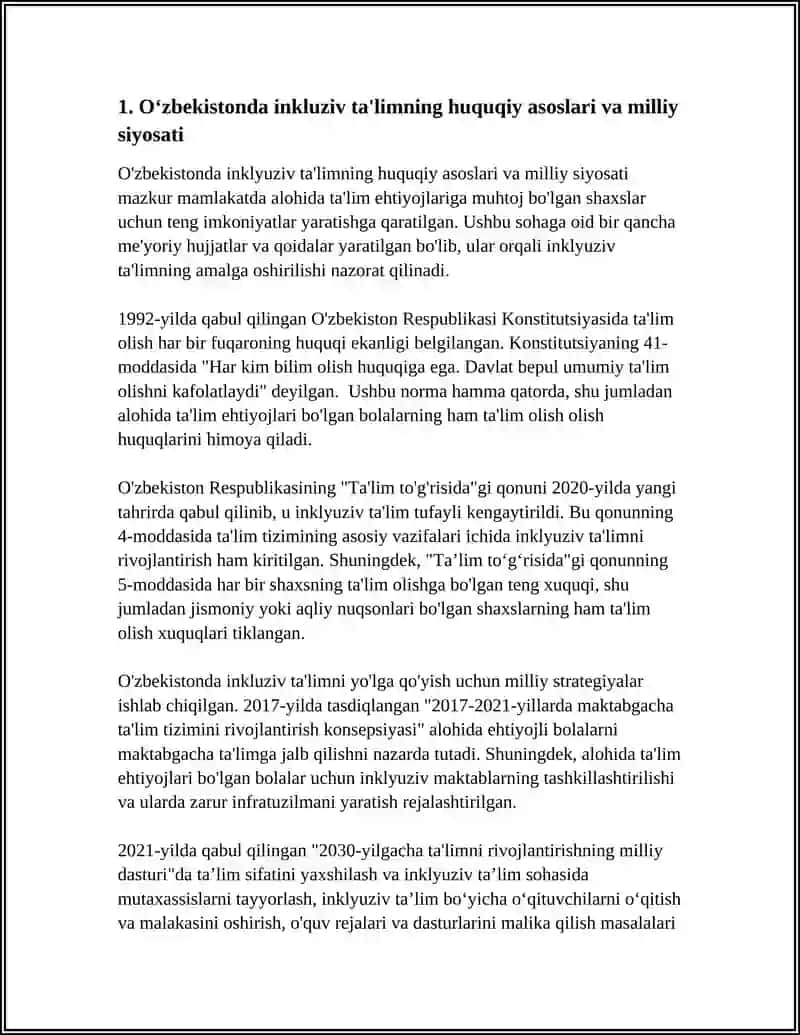 Oʻzbekistonda inkluziv ta'limning huquqiy asoslari va milliy siyosati 3