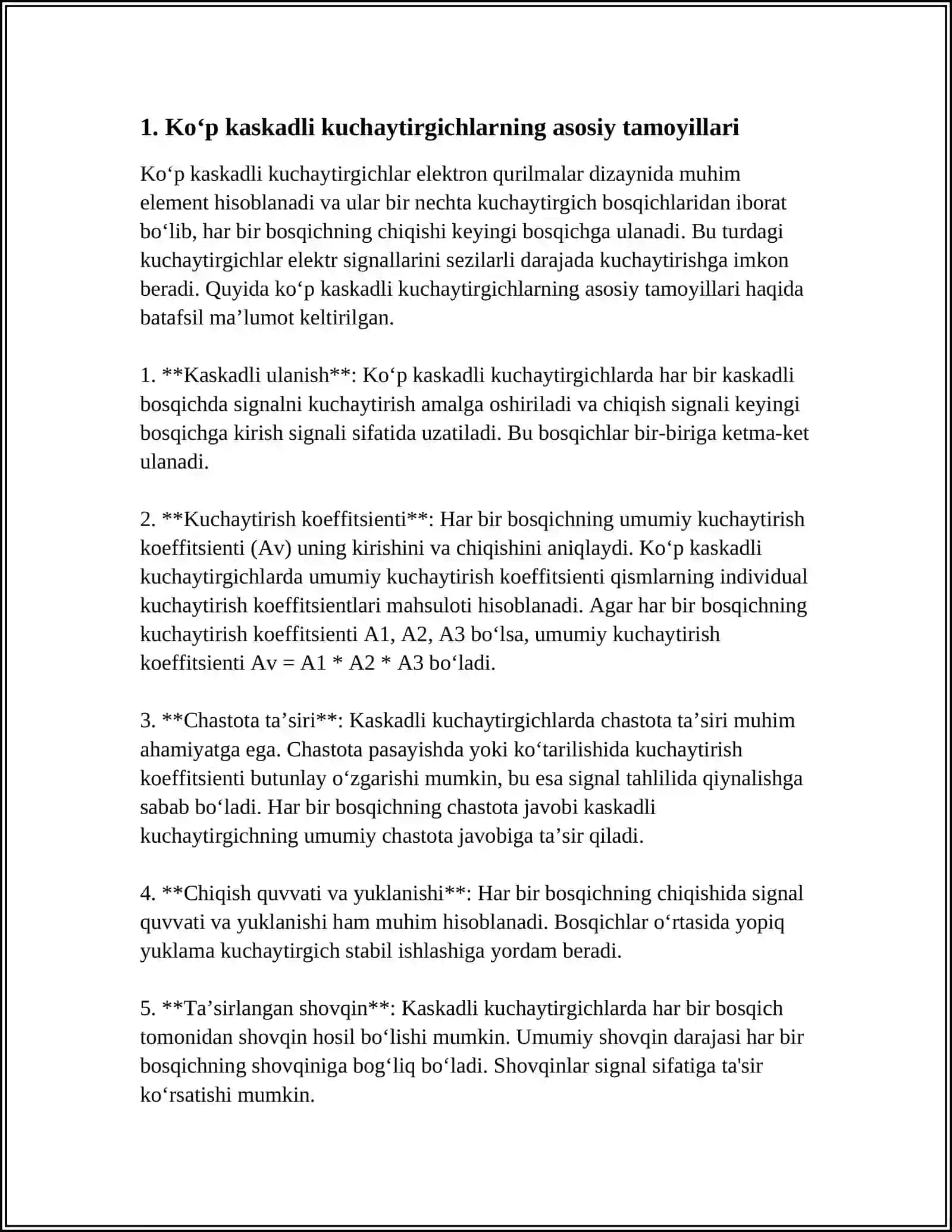 KOʻP KASKADLI KUCHAYTIRGICHLAR 3