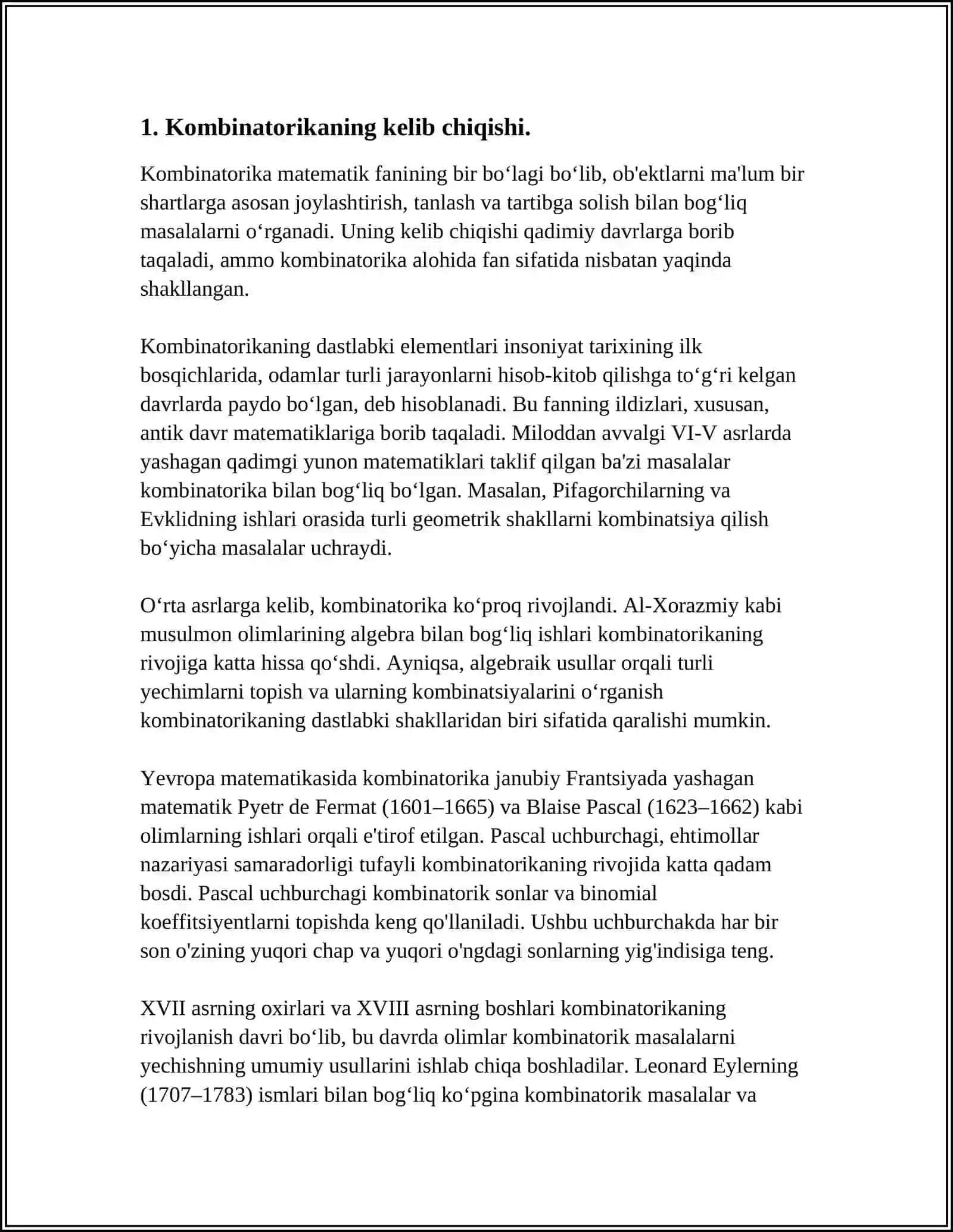 KOMBINATORIKA FANI RIVOJLANISH TARIXI 3