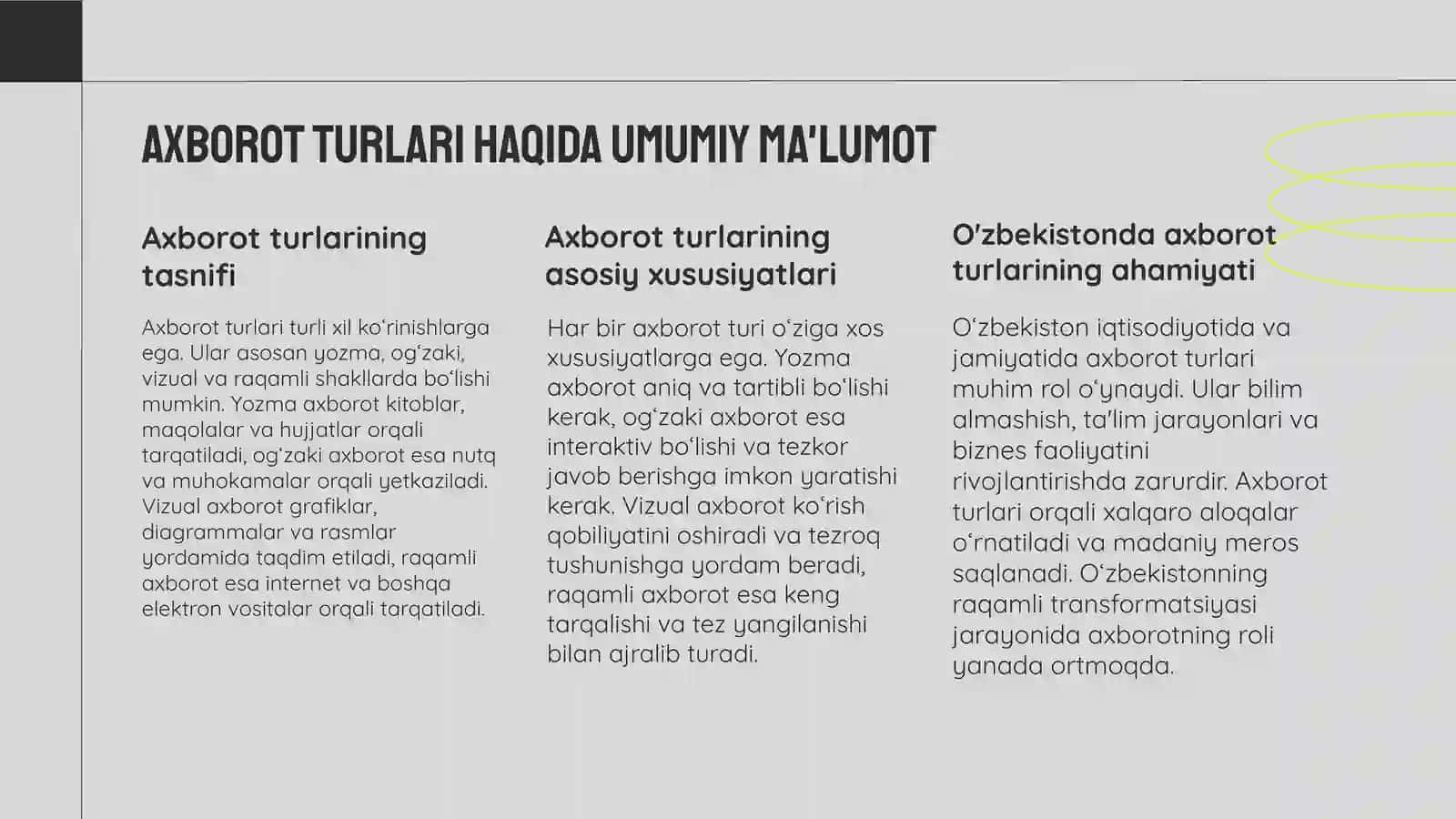 Axborot va uning turlari soxalarda qóllanilishi 3