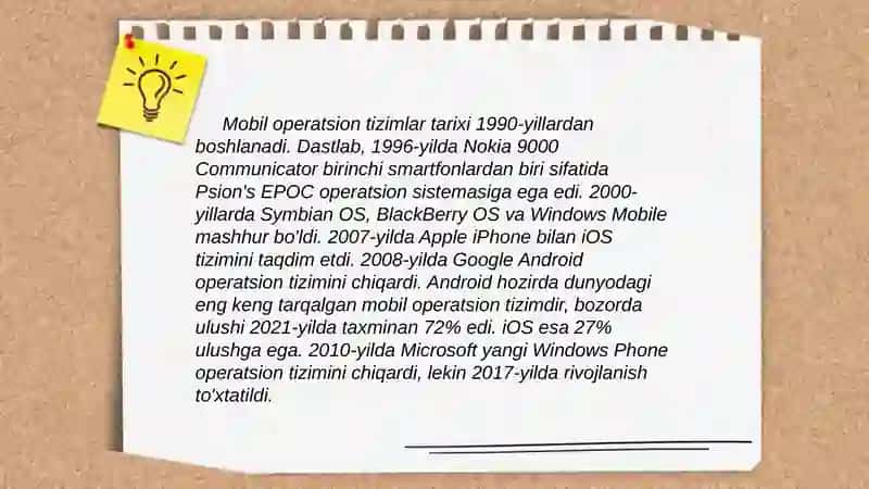 Mobil qurilmalar uchun operatsion tizimlar 3
