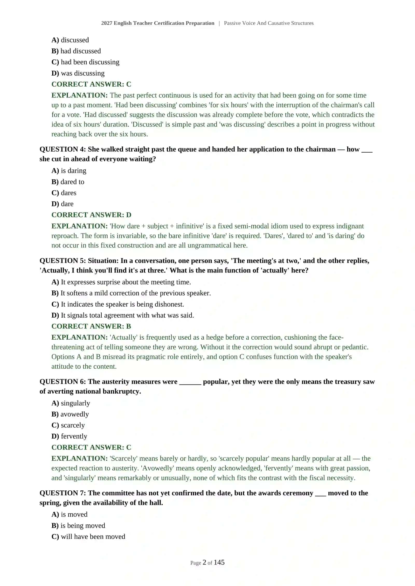 2027 English Teacher Certification Preparation | Passive Voice And Causative Structures 3