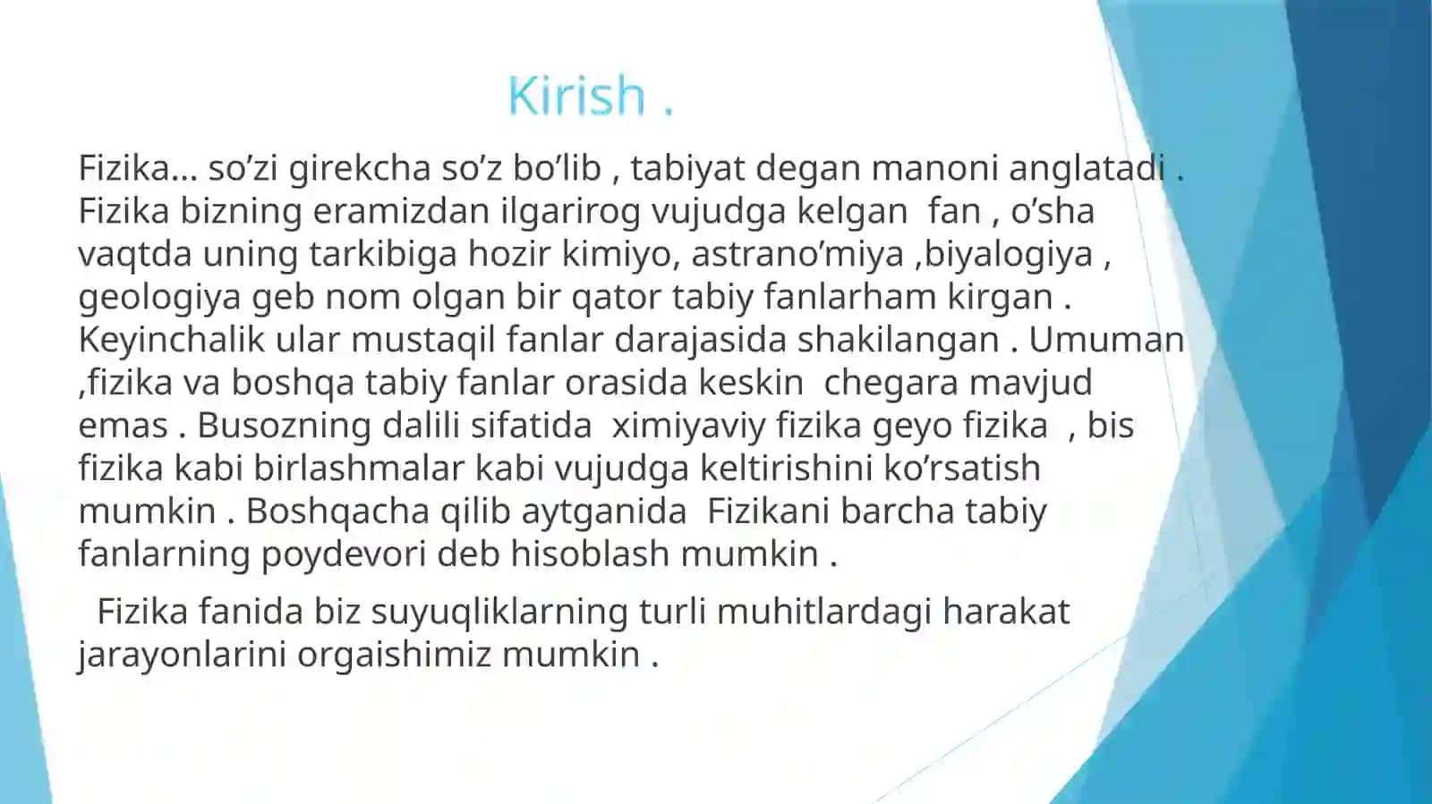 Fizika fanidan tayyorlagan Mustaqil ishi 3