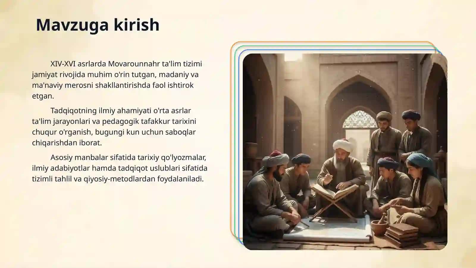 XIV-XVI asrlarda Movarounnahrda taʼlim-tarbiya va pedagogik fikrlar 3