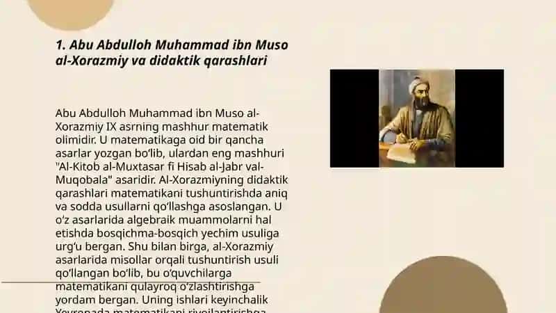 Abu Abdulloh Muhammad ibn Muso al-Xorazmiyning didaktik g‘oyalari 3