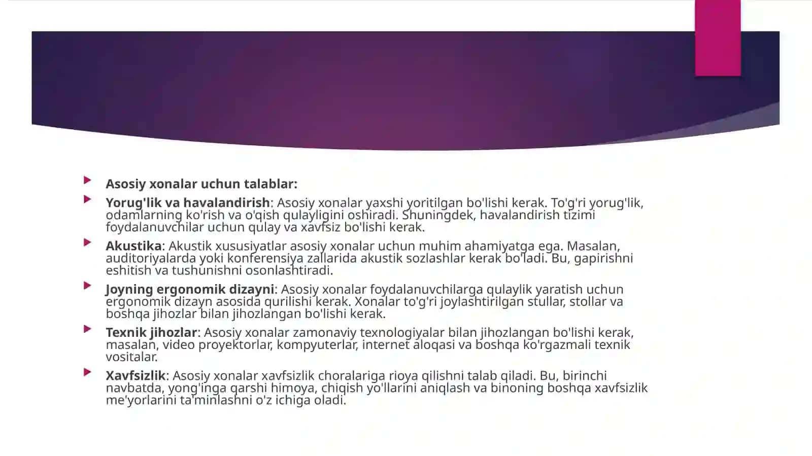 Jamoat binolarining asosiy, yordamchi, xizmat ko'rsatuvchi va kommunikatsion xonalari 3