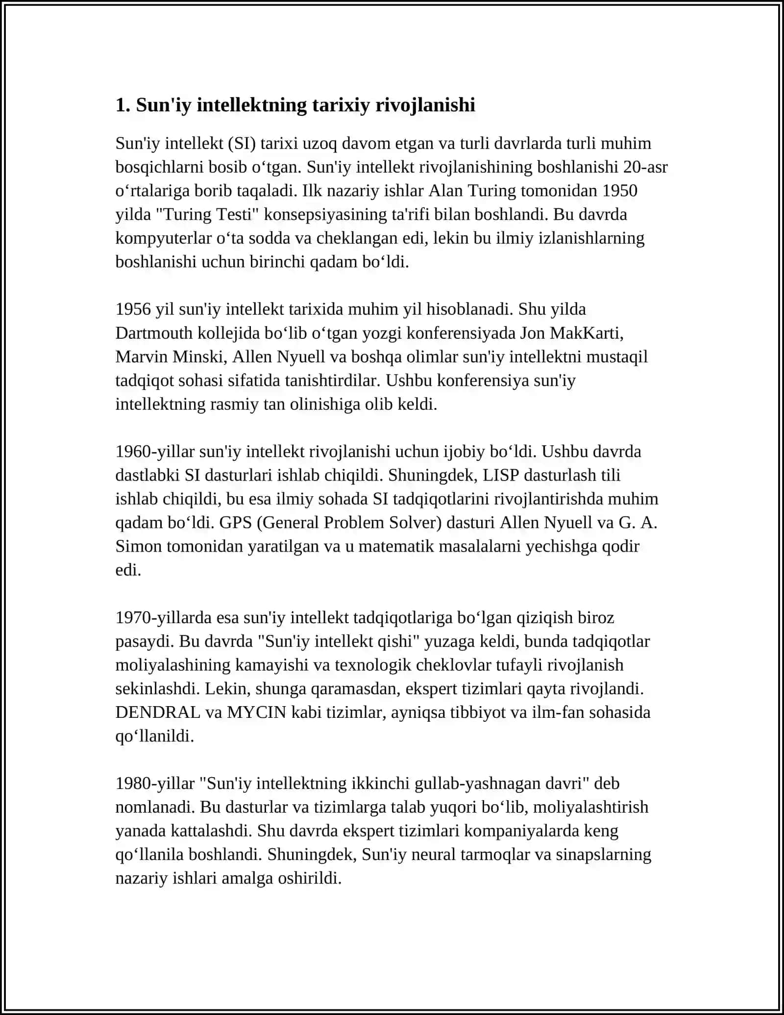 SUN'IY INTELLEKT. KUCHLI VA KUCHSIZ SUN'IY INTELLEKT TAHLILI 3