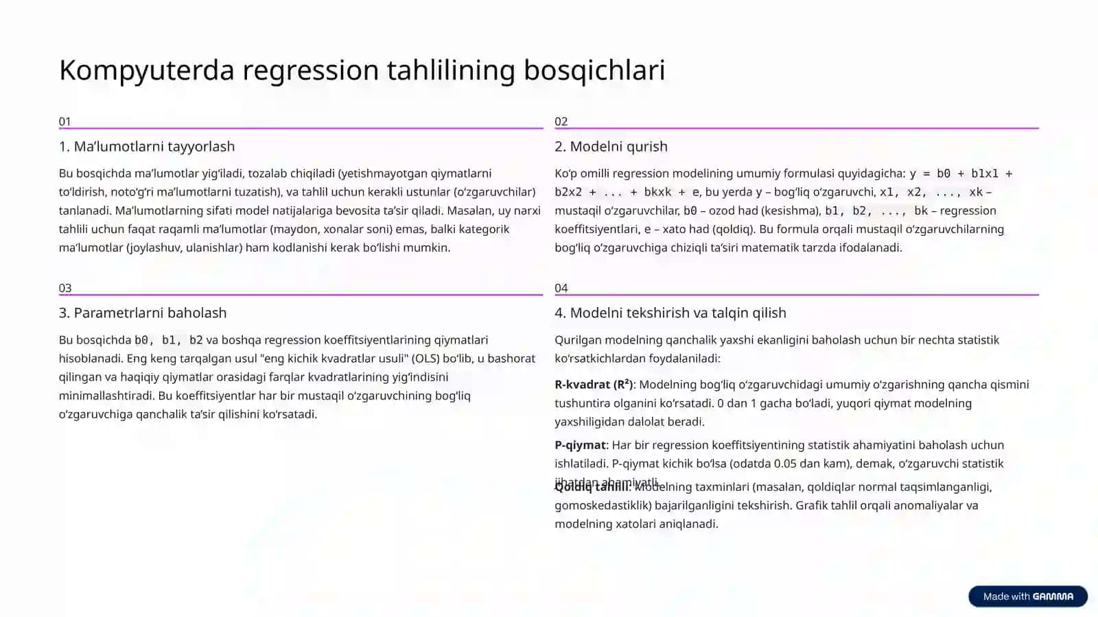 Ko‘p omilli regression: Korrelatsion tahlilni kompyuterda amalga oshirish tartibi 3