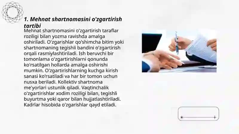 Mehnat shartnomasini o'zgartirish 3