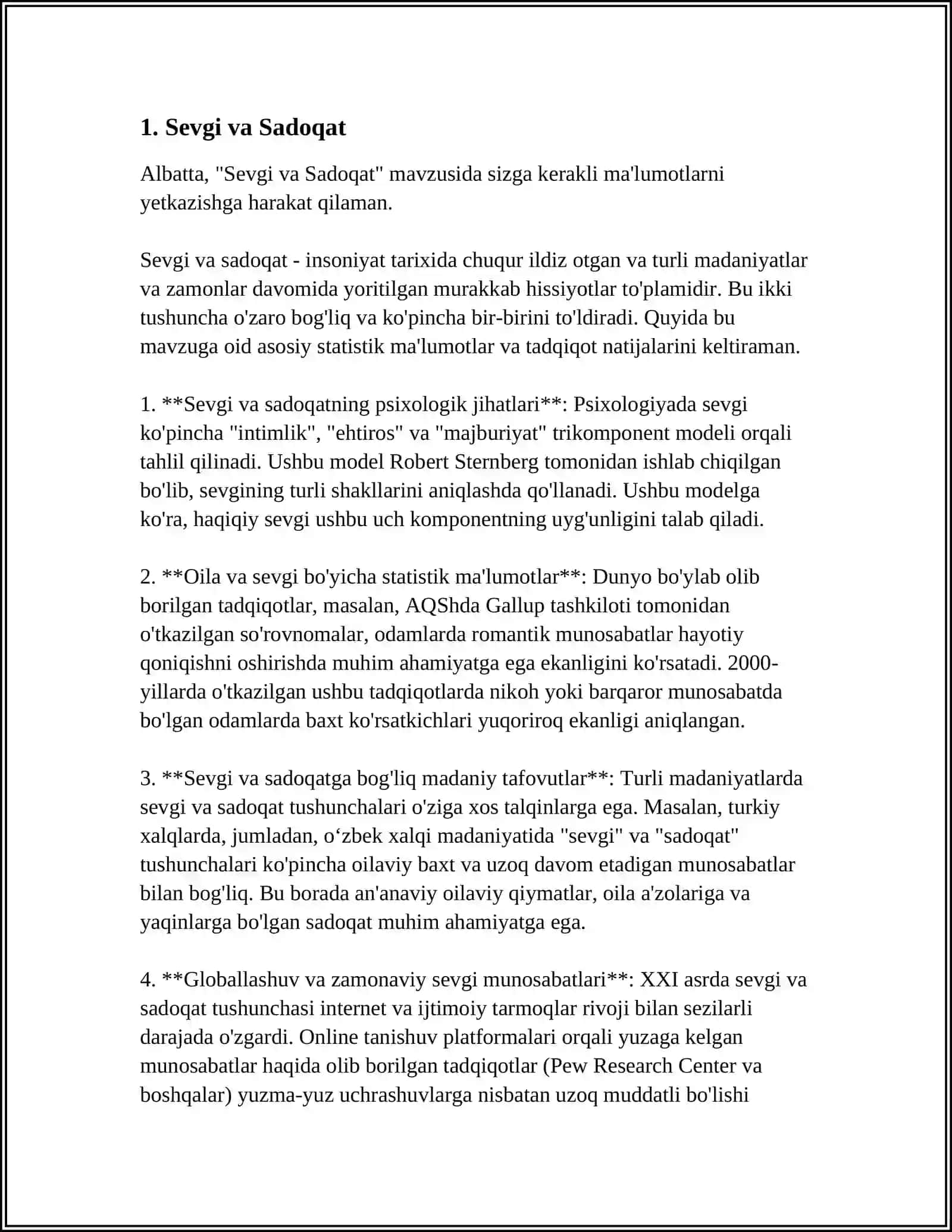 MUSTAQIL ISH Mavzu: SEVGI 3