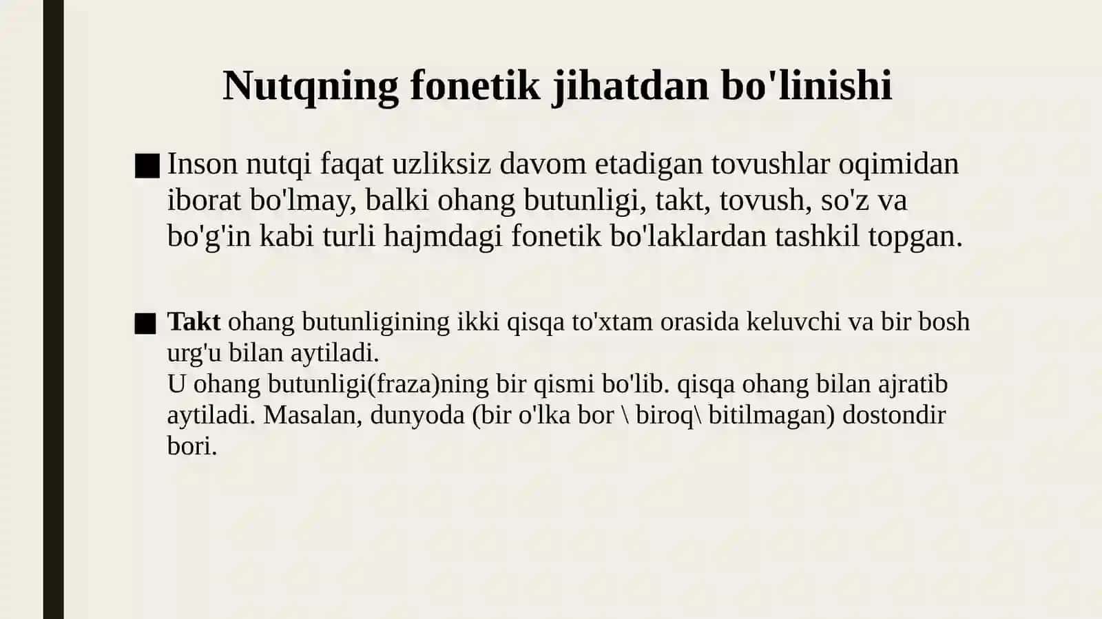 Nutqning fonetik bo’linishi. O’rg’u va bo’g’in 3