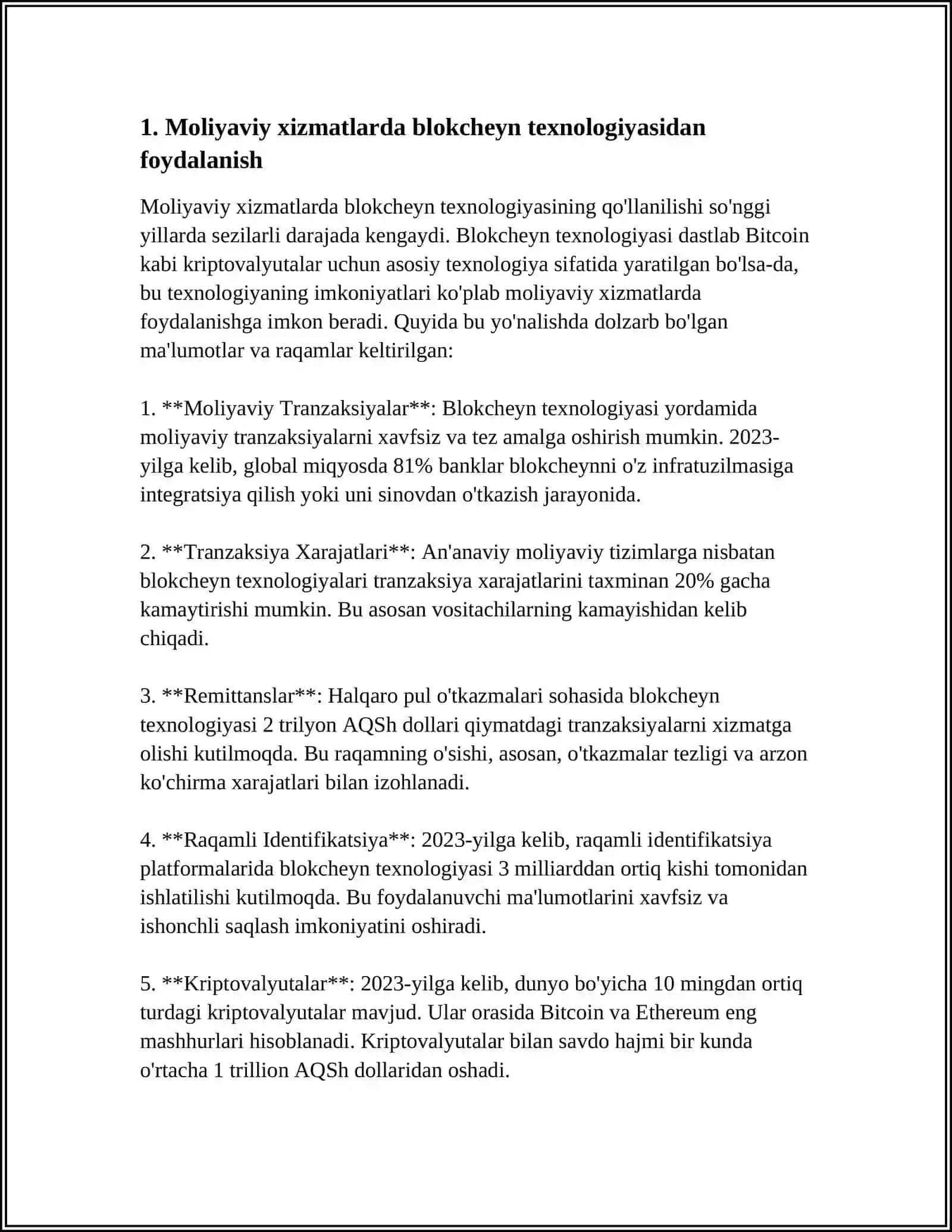 BLOKCHEYN TEXNOLOGIYASIDAN TURLI TARMOQ SOHALARIDA FOYDALANISH XUSUSIYATLARI 3