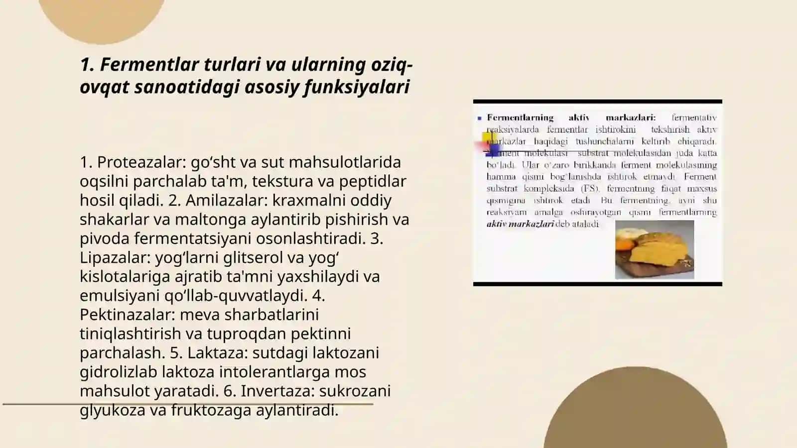 Fermentlarni oziq ovqat sanoatida qoʻllanishi 3