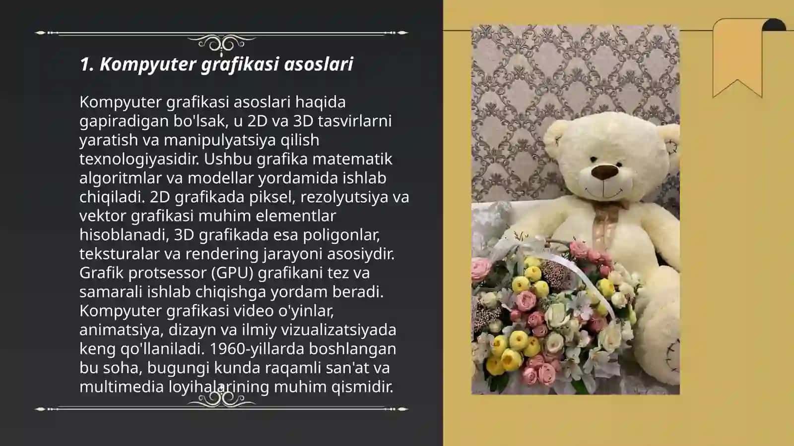 Sohada kompyuter grafikasi multimedia, taqdimot, dizayn inografika 3