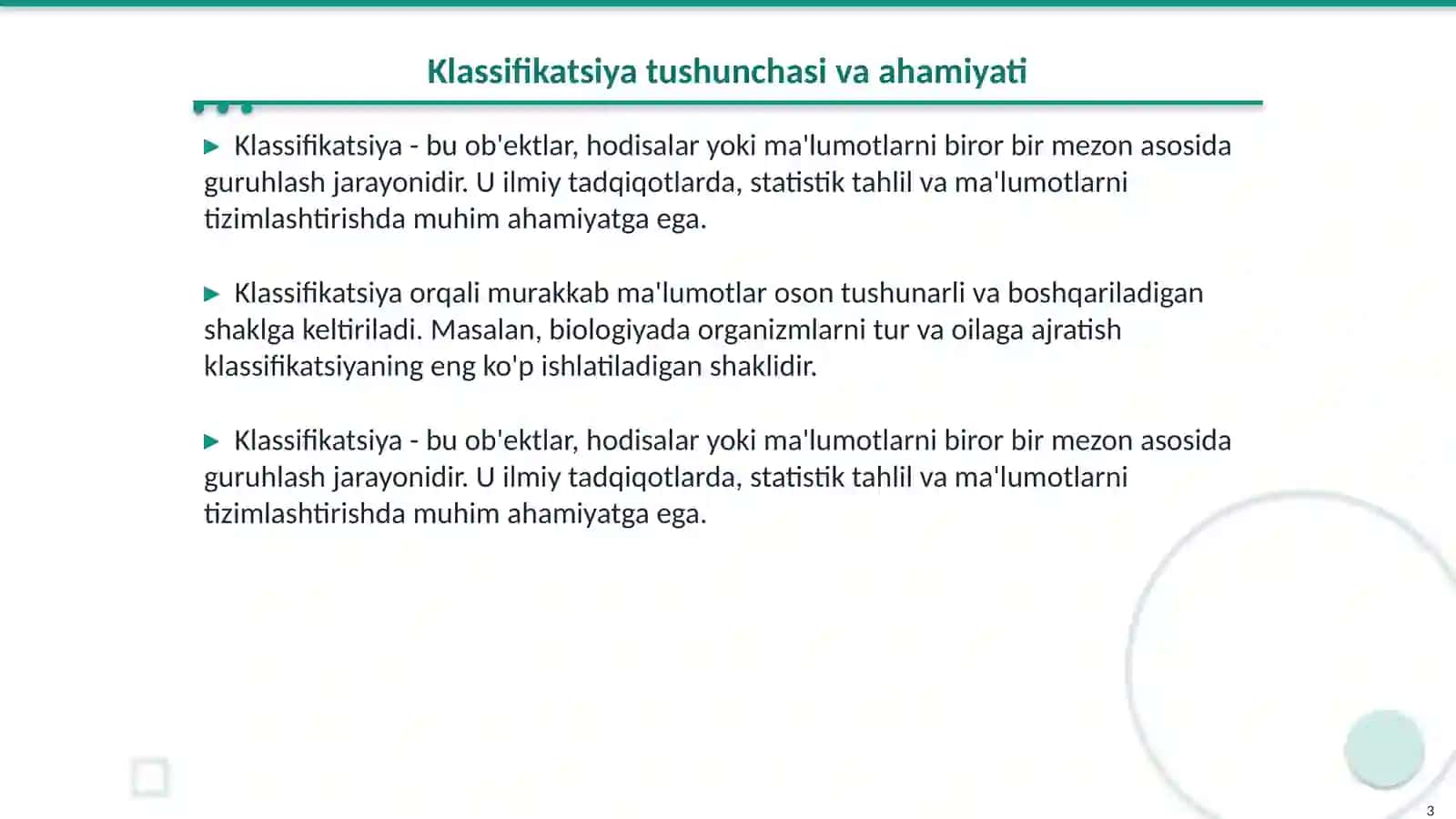 Klassifikatsiyalar va ularning turlari 3