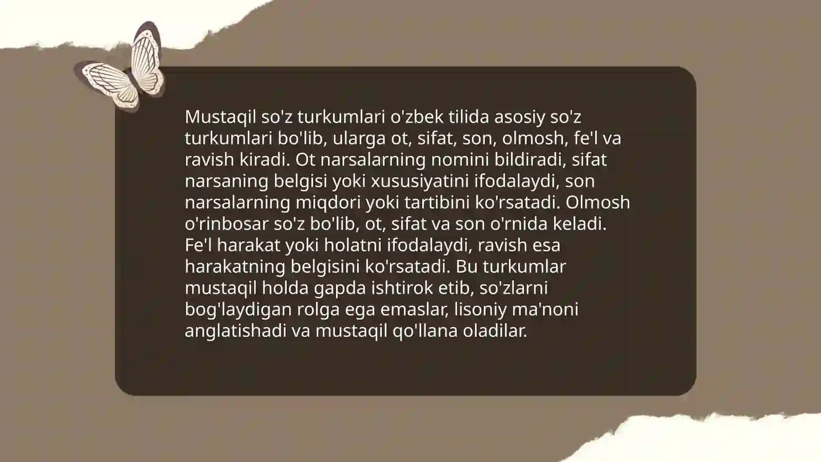shevalarda mustaqil so'z turkumlariga xos xususiyatlar 3