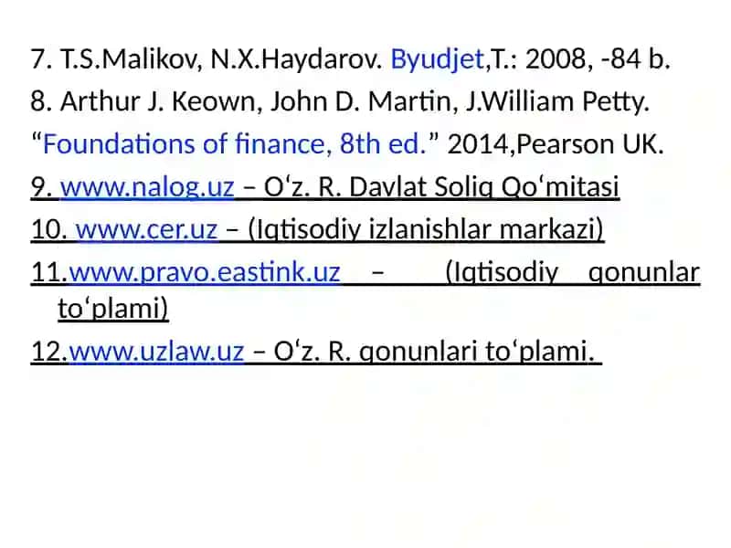 M O L I YА A S O S L A R I (10 soat ma’ruza) 3