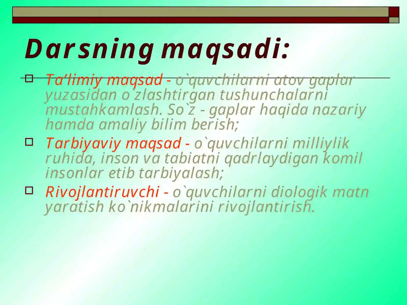 So`z - gaplar darsi 3