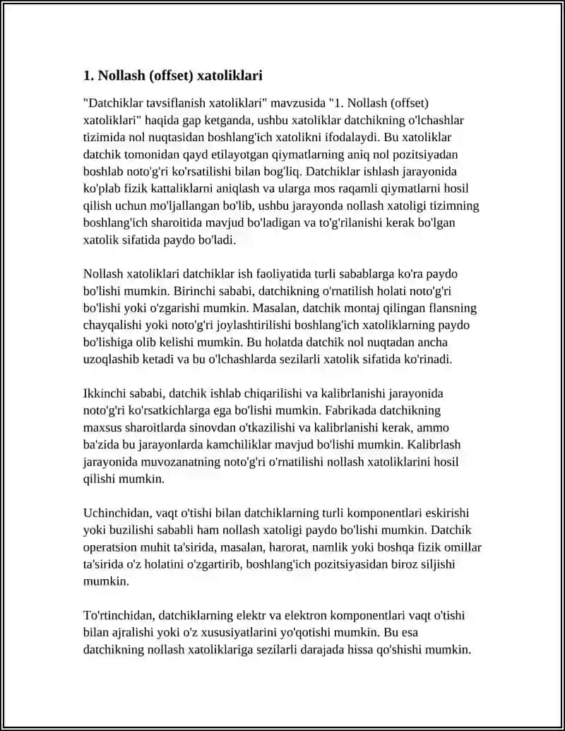 DATCHIKLAR TAVSIFLANISH XATOLIKLARI 3