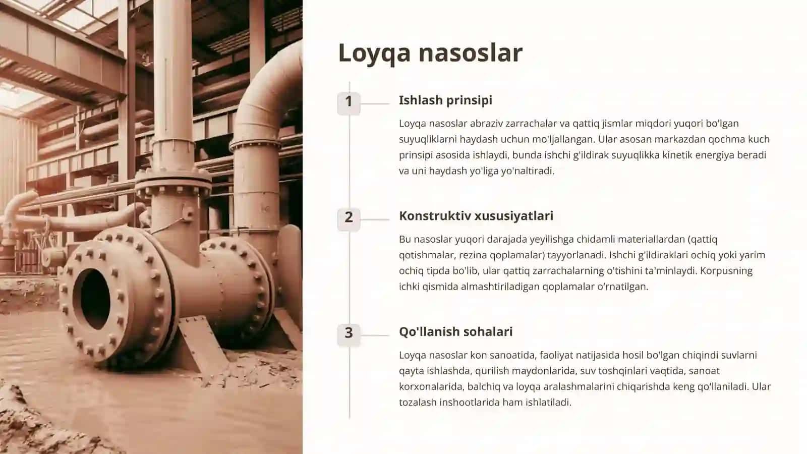 Fekal, loyqa va qum haydovchi nasoslar: Konstruksiyalari va qo'llanish sohalari 3