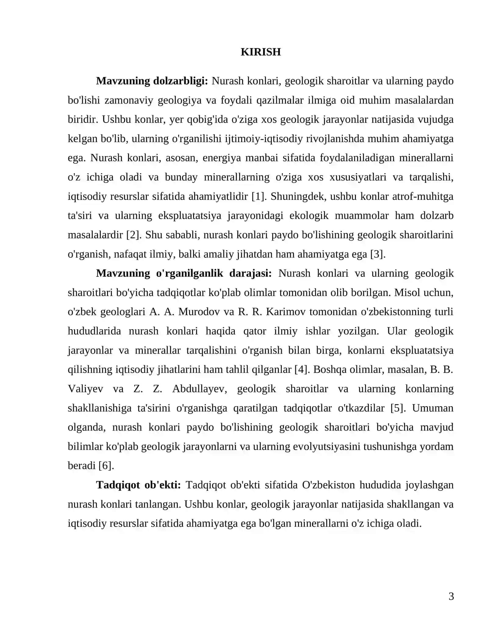 FOYDALI QAZILMALAR GELOGIYASI FANIDAN KURS ISHI 3