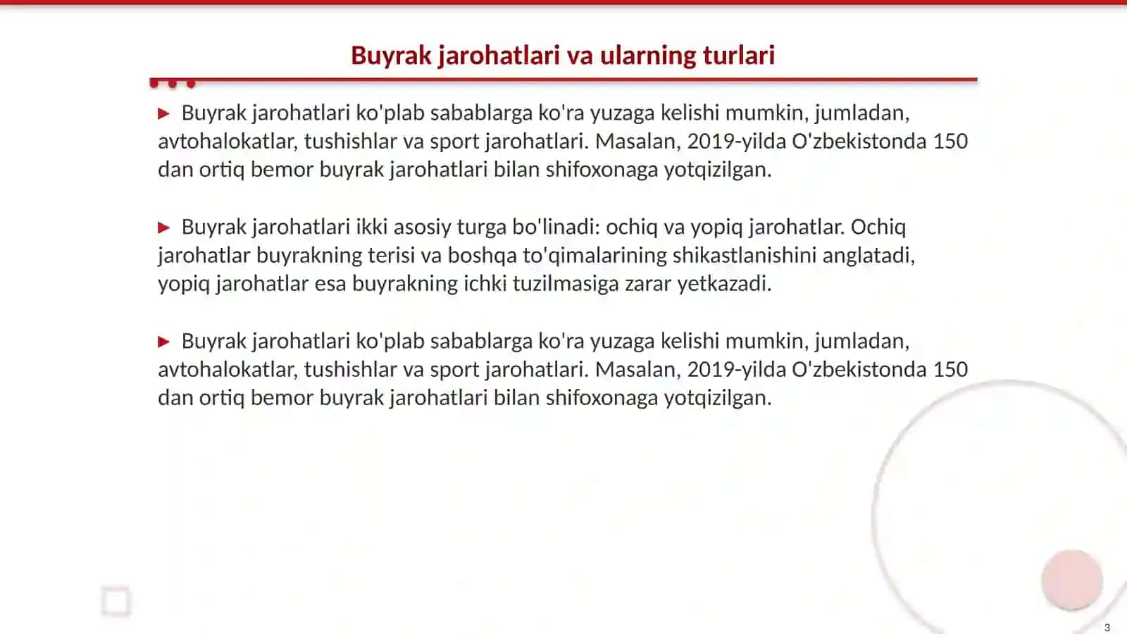 Buyraklar,siydik yoʻllari va erkaklar jinsiy aʼzolari jaroxatlari 3